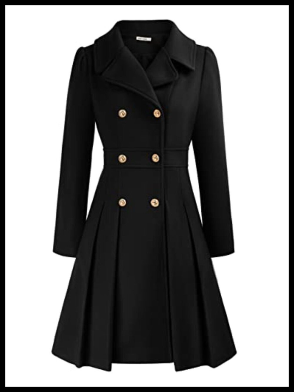 Women's A-Line Trench Coat Notch Lapel Double Breasted Knee-Length with Pockets